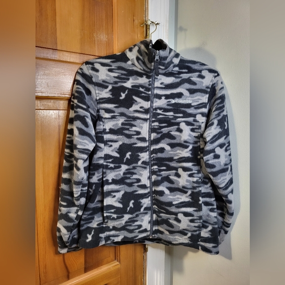 Columbia Kid's Grey Camo Full Zip Fleece - Picture 1 of 11